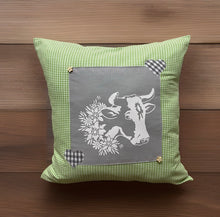 Load image into Gallery viewer, 1x country house style cushion cover * cushion cover * farmhouse decorative cushion * cow *
