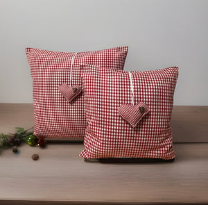 1 Landhausstil Kissenhülle * Kissenbezug * Bauernstube Dekokissen * rot/weiß/braun, kariert