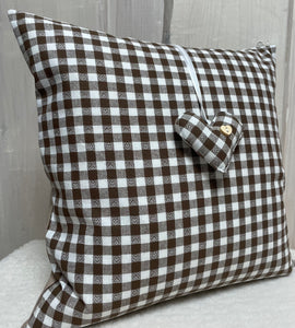 Landhausstil Kissenhülle * Kissenbezug * Bauernstube Dekokissen * beige/braun, kariert
