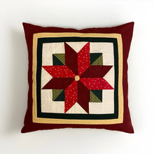 Lade das Bild in den Galerie-Viewer, Patchwork Kissenhülle, Landhausstil Kissenbezug, rot/grün/weiß 40x40cm

