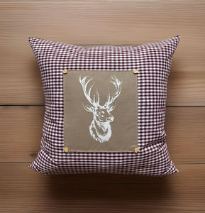 1x country house style cushion cover * cushion cover * farmhouse decorative cushion *deer* beige/wine red