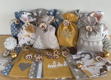 Lade das Bild in den Galerie-Viewer, Adventskalender,Landhausstil Adventskalender zum Befüllen, Adventskalender Zahlen aus Holz, blau/senfgelb/taupe
