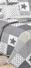 Load image into Gallery viewer, Patchwork Decke, Tagesdecke, Kinderdecke, Bettüberwurf 160x230cm grau/weiß/mint
