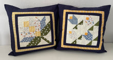 Lade das Bild in den Galerie-Viewer, Patchwork Kissenhülle, Landhausstil Kissenbezug, blau/grün/gelb 40x40cm
