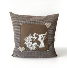 Load image into Gallery viewer, 1 country house style cushion cover, cushion cover, decorative cushion * Cow * Brown
