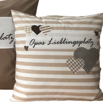 Lade das Bild in den Galerie-Viewer, Landhausstil Kissenhülle * Kissenbezug * Dekokissen beige/weiß * Opas Lieblingsplatz *beige/weiß
