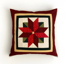 Lade das Bild in den Galerie-Viewer, Patchwork Kissenhülle, Landhausstil Kissenbezug, rot/grün/weiß 40x40cm

