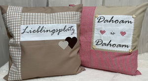 Landhausstil Kissenhülle, Landhaus Dekokissen*Dahoam is Dahoam * rot/beige kariert