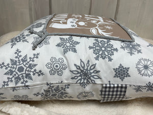1x Weihnachtliche Landhausstil Kissenhülle * Kissenbezug * Dekokissen * weiß/grau
