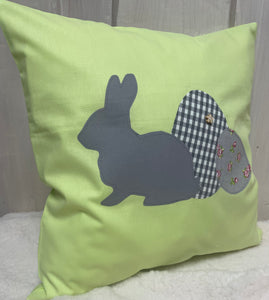 1 Landhausstill Kissenhülle, Kissenbezug, Osterkissen,Ostern grün/grau