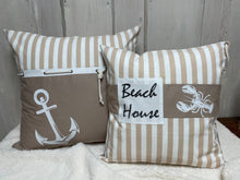 Lade das Bild in den Galerie-Viewer, Maritime Kissenhülle, Kissenbezug, Landhausstil Kissen, Dekokissen * Beach House * beige/weiß
