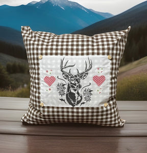 1 Landhausstil Kissenhülle, Kissenbezug, Dekokissen * Hirsch * Braun