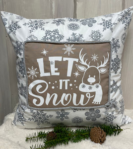 1x Weihnachtliche Landhausstil Kissenhülle * Kissenbezug * Dekokissen * weiß/grau
