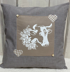 1 country house style cushion cover, cushion cover, decorative cushion * Cow * Brown