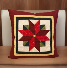 Lade das Bild in den Galerie-Viewer, Patchwork Kissenhülle, Landhausstil Kissenbezug, rot/grün/weiß 40x40cm
