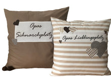 Lade das Bild in den Galerie-Viewer, Landhausstil Kissenhülle * Kissenbezug * Dekokissen beige/weiß * Opas Lieblingsplatz *beige/weiß
