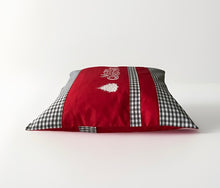 Carregar imagem no visualizador da galeria, Weihnachtliche Kissenhülle * Landhausstil Kissenbezug * Dekokissen *rot/grau
