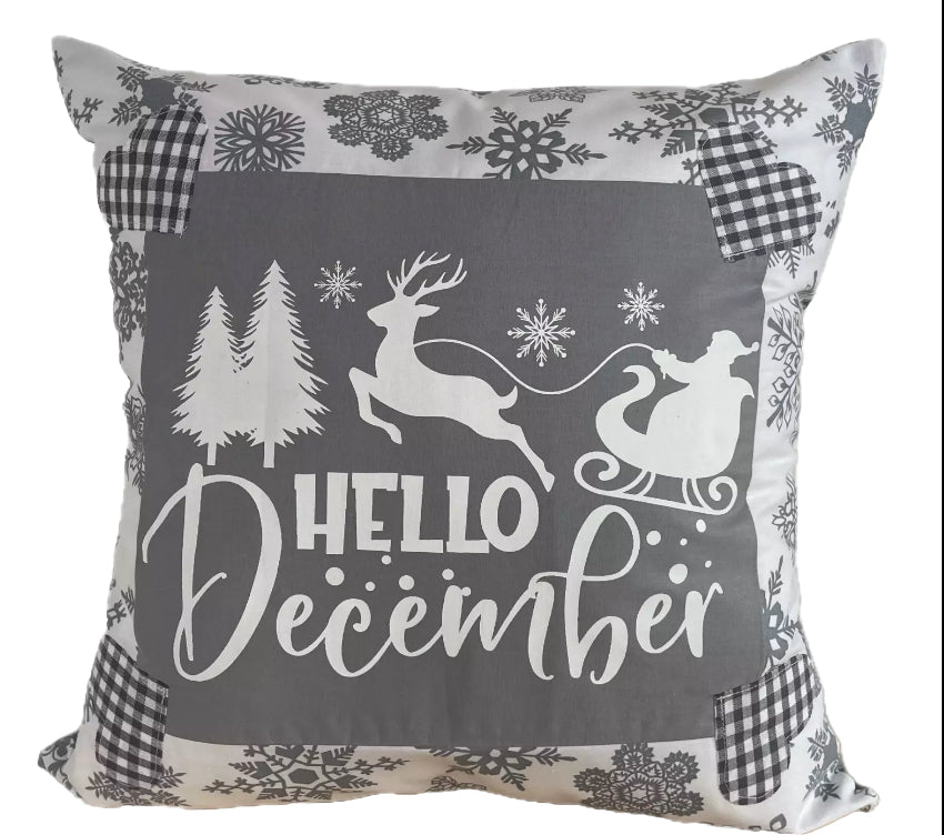 Weihnachtliche Kissenhülle * Landhausstil Kissenbezug * Dekokissen *grau/weiß