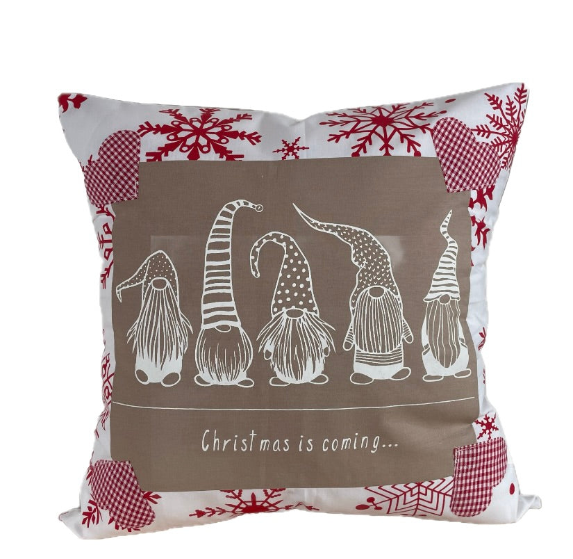 Weihnachtliche Kissenhülle * Landhausstil Kissenbezug * Dekokissen * rot/weiß/beige