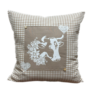 1x country house style cushion cover * cushion cover * farmhouse decorative cushion * cow* beige/white
