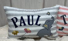 Carregar imagem no visualizador da galeria, Namenskissen, Kuschelkissen, Kissen Geburt, Kinderkissen, Elefant 20x30cm.
