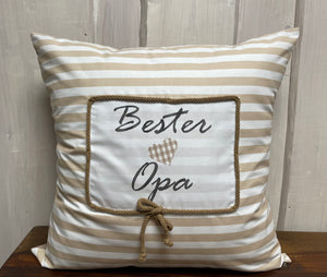 Country house style cushion cover, cushion cover, decorative cushion *Best Grandpa* beige/white