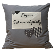 Load image into Gallery viewer, 1x country house style cushion cover * cushion cover * decorative cushion gray * dad&#39;s snoring place *
