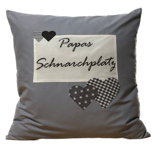 1x country house style cushion cover * cushion cover * decorative cushion gray * dad's snoring place *