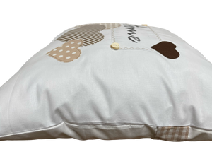 Country house style cushion cover * cushion cover * decorative cushion * home * white/beige with hearts
