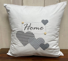 Load image into Gallery viewer, Country house style cushion cover * cushion cover * decorative cushion * home * white/gray with hearts

