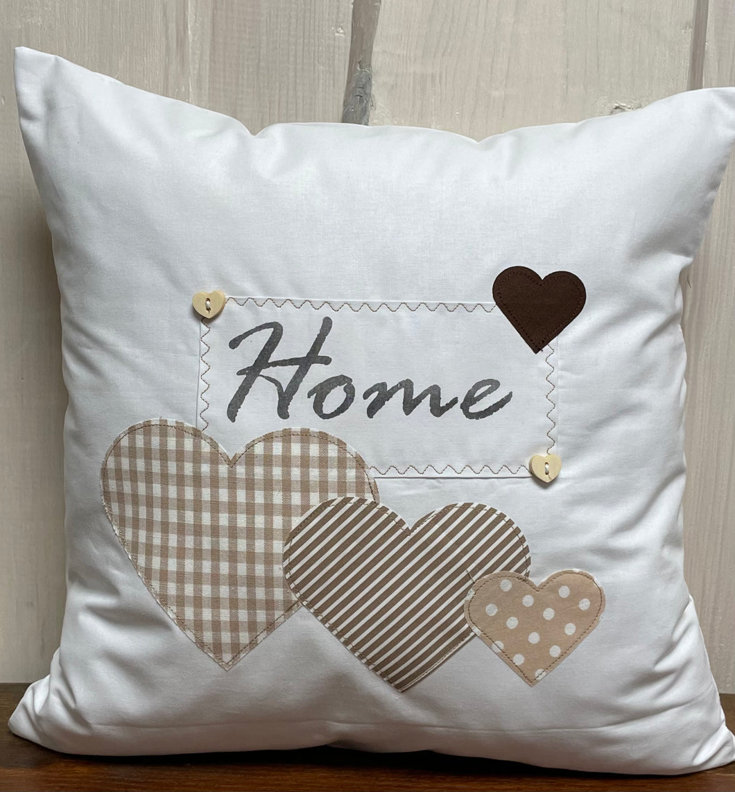 Country house style cushion cover * cushion cover * decorative cushion * home * white/beige with hearts