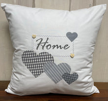 Load image into Gallery viewer, Country house style cushion cover * cushion cover * decorative cushion * home * white/gray with hearts
