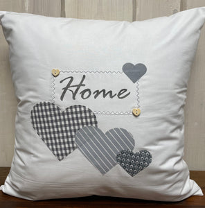 Country house style cushion cover * cushion cover * decorative cushion * home * white/gray with hearts