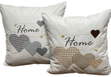 Load image into Gallery viewer, Country house style cushion cover * cushion cover * decorative cushion * home * white/gray with hearts
