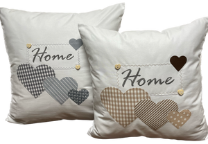 Country house style cushion cover * cushion cover * decorative cushion * home * white/gray with hearts
