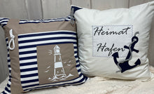 Lade das Bild in den Galerie-Viewer, Maritime Kissenhülle, Kissenbezug, Landhausstil Kissen * Leuchtturm* blau/weiß/beige
