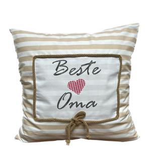 Country house style cushion cover, cushion cover, decorative cushion *Best Grandma* beige/white