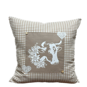 1x country house style cushion cover * cushion cover * farmhouse decorative cushion * cow* beige/white