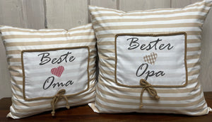 Country house style cushion cover, cushion cover, decorative cushion *Best Grandma* beige/white
