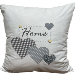 Country house style cushion cover * cushion cover * decorative cushion * home * white/gray with hearts
