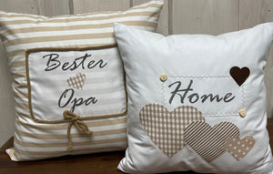 Country house style cushion cover, cushion cover, decorative cushion *Best Grandpa* beige/white