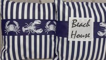 Laden und Abspielen von Videos im Galerie-Viewer, Maritime Kissenhülle, Kissenbezug, Landhausstil Kissen, Dekokissen * Beach House * blau/weiß
