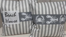 Laden und Abspielen von Videos im Galerie-Viewer, Maritime Kissenhülle, Kissenbezug, Landhausstil Kissen, Dekokissen Beach House grau/weiß
