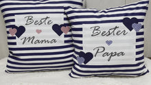 Laden und Abspielen von Videos im Galerie-Viewer, Landhausstil Kissenhülle, Vatertags Kissenbezug, Dekokissen *Bester Papa *blau/weiß
