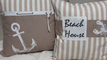 Laden und Abspielen von Videos im Galerie-Viewer, Maritime Kissenhülle, Kissenbezug, Landhausstil Kissen, Dekokissen * Beach House * beige/weiß
