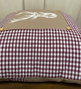1x country house style cushion cover * cushion cover * farmhouse decorative cushion *deer* beige/wine red