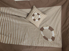 Load image into Gallery viewer, Maritime patchwork blanket, bedspread, children's blanket, bed throw 130cm x 200cm beige/white striped
