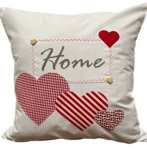1x country house style cushion cover * cushion cover * decorative cushion * home * red/white with hearts