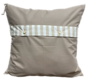 1 Maritime Kissenhülle, Kissenbezug, Landhausstil Kissenhüllen, Dekokissen *Anker* beige/weiß gestreift