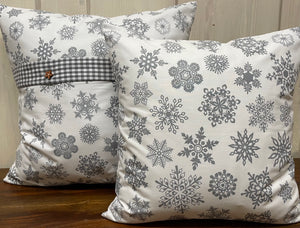 1x Weihnachtliche Landhausstil Kissenhülle * Kissenbezug * Dekokissen * weiß/grau